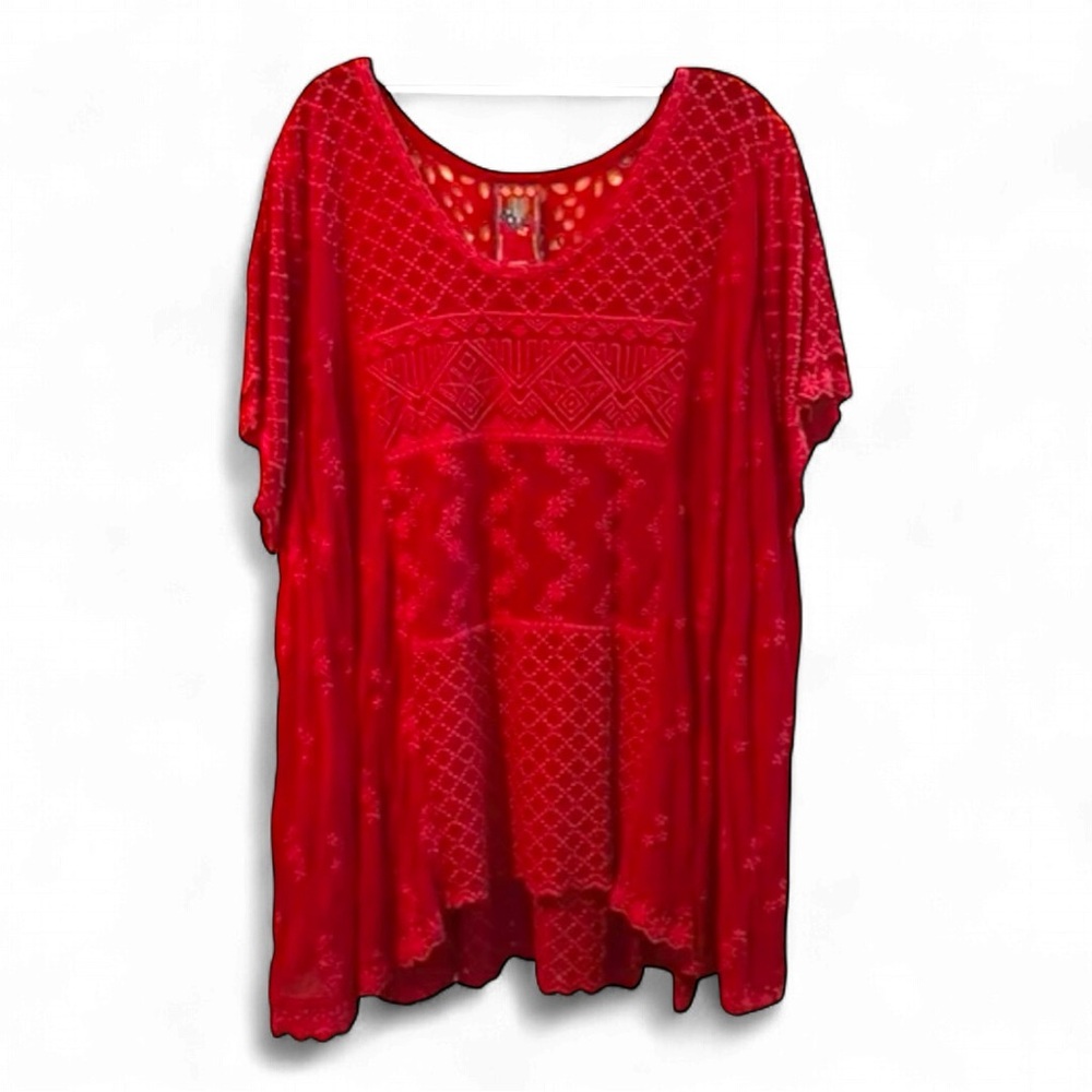 Johnny Was Red Tunic Top